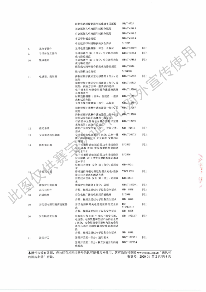 CNAS产品认证认可证书及附件03