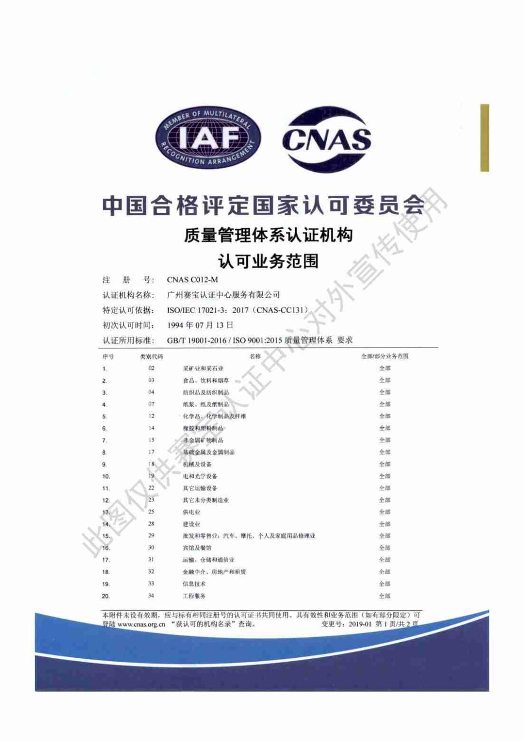 管理体系认可证书04